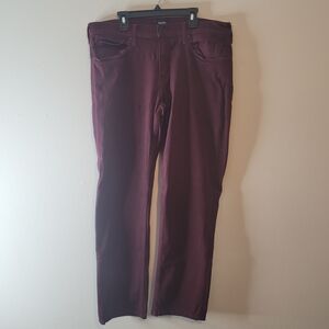 PAIGE Men's Burgandy Straight-Leg Jeans 33/29 Hemmed